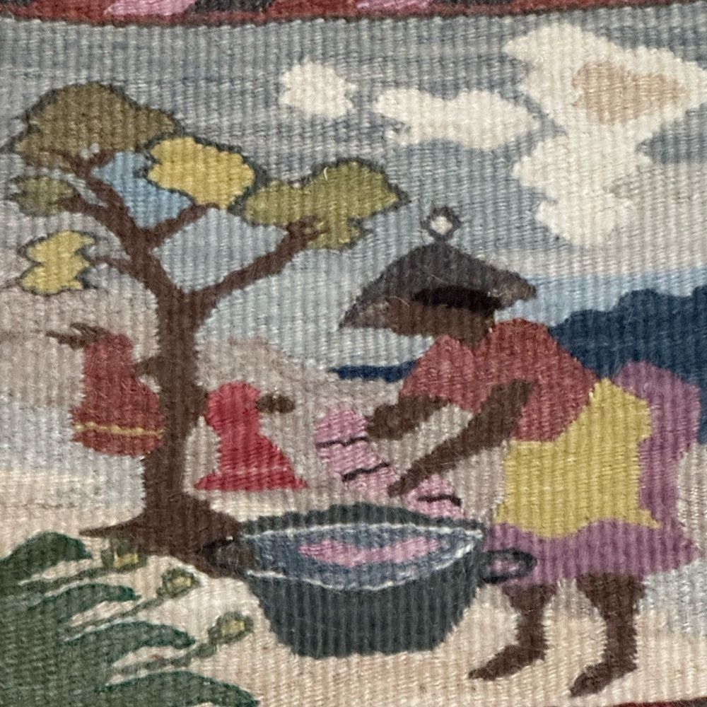 Tapestry Wall Hanging Mohair Wool Large African Lesotho Hand-Woven Figurative - Picture 2 of 7